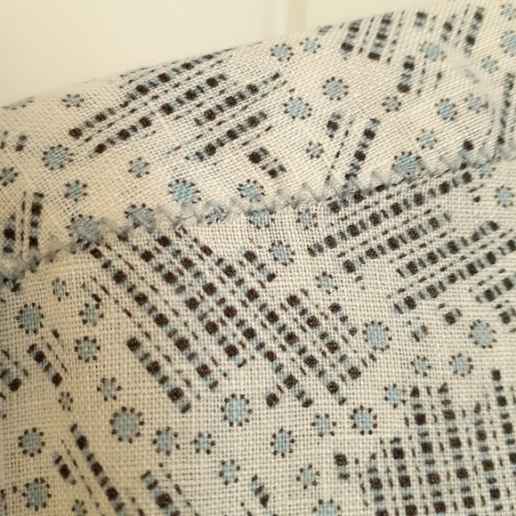 Martin Gordon Linen Long Sleeve Button Up Shirt White Blue & Black Print Size L - Picture 6 of 11